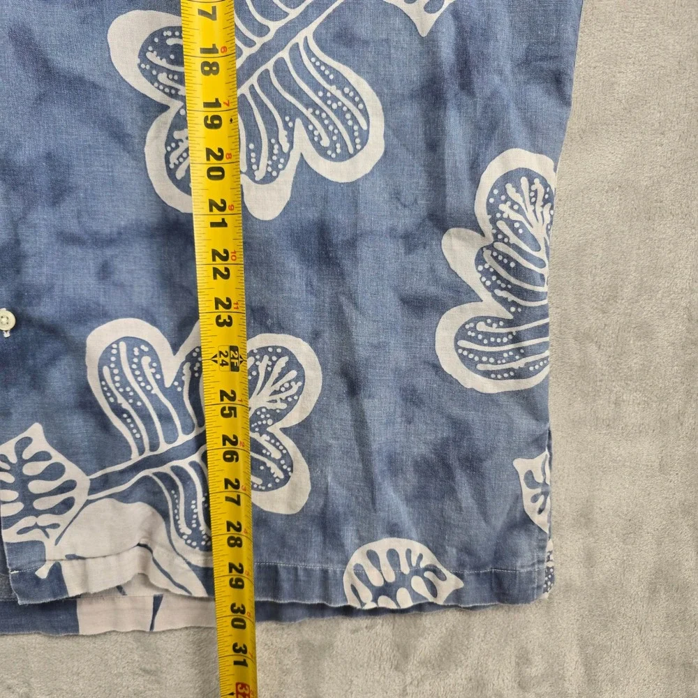Polo Ralph Lauren Mens Large Hawaiian Camp Floral Linen Blend‎ Button Up Shirt